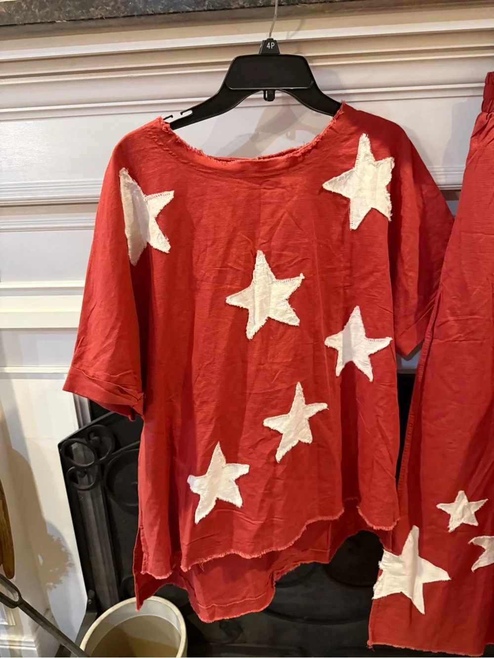 Women's Red Star Print Pantsuit - Casual Two-Piece Set